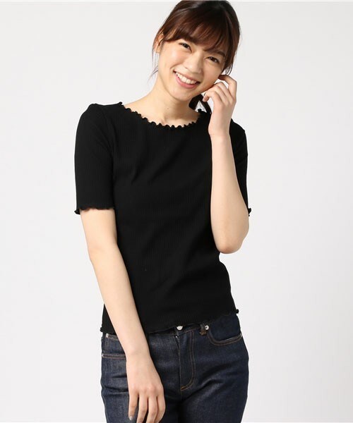 archives（アルシーヴ）の「テレコメロー5分袖プルオーバー（Tシャツ/カットソー・レディース・オフホワイト/ブラック/グレー/マスタード/レッド・MEDIUM）」の2枚目の写真