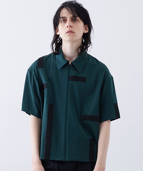 セール　エトセンス　段違いシャツ　半袖 ETHOSENS（エトセンス）の「ジップ半袖シャツ（）」 - WEAR