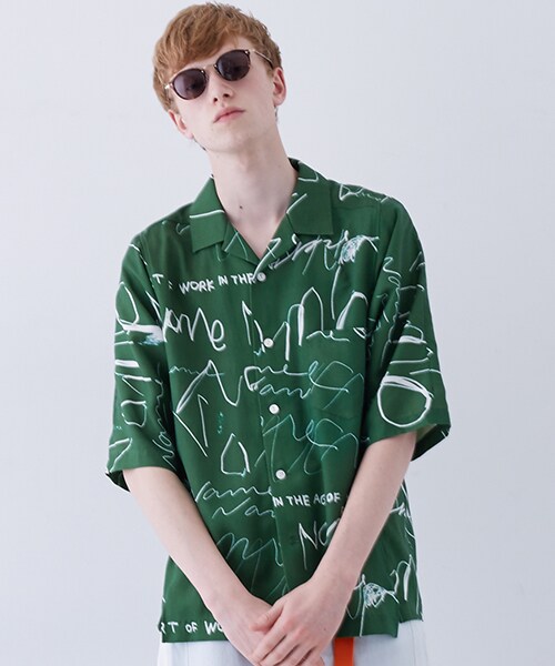 Name.(ネーム)の「【4月下旬入荷予定】総柄オープンカラービッグシャツ(その他・メンズ・GRN/BLK・0/1)」の1枚目の写真