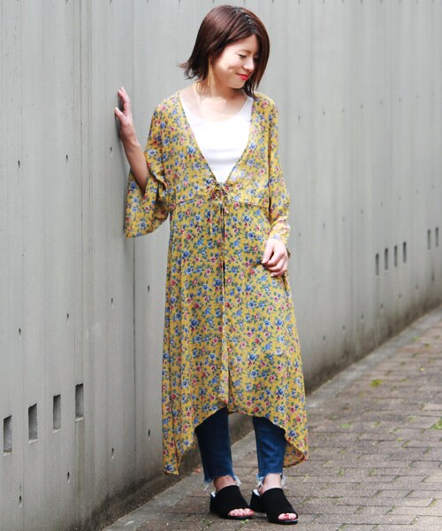 PAGEBOY（ページボーイ）の「【PAGEBOY】楊柳フラワーガウン（トップス・レディース・ブラック系/レッド系/マスタード系）」の7枚目の写真