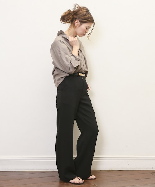 極美品★ドゥーズィエムクラス｜定価2,5万 ドロップショルダー ストライプシャツ シャツブラウス ストライプ柄 ドロップショルダー 襟付き マリン