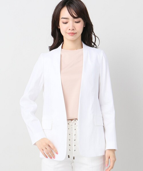Spick and Span リネンSTR ノーカラージャケット Spick & Span（スピックアンドスパン）の「リネンSTR ノーカラー