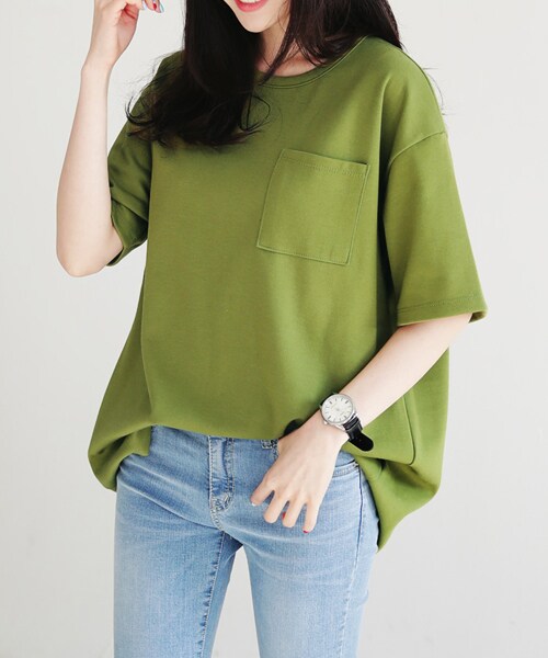 DHOLIC(ディーホリック)の「7COLORSラウンドネックワンポケットTシャツ(Tシャツ/カットソー・レディース・FREE)」の5枚目の写真