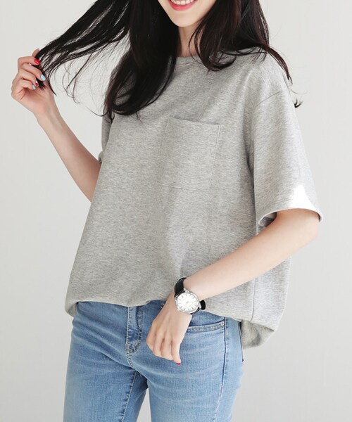 DHOLIC(ディーホリック)の「7COLORSラウンドネックワンポケットTシャツ(Tシャツ/カットソー・レディース・FREE)」の4枚目の写真