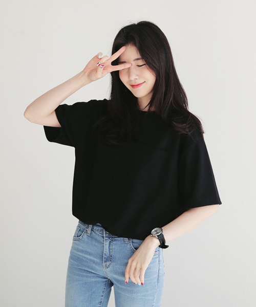 DHOLIC(ディーホリック)の「7COLORSラウンドネックワンポケットTシャツ(Tシャツ/カットソー・レディース・FREE)」の3枚目の写真