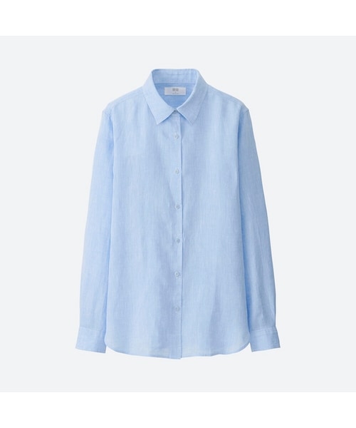 UNIQLO（ユニクロ）の「プレミアムリネンシャツ（長袖）（シャツ/ブラウス・レディース・NAVY 69/BEIGE 31/BLUE 68/LIGHT GRAY 02/PURPLE 71/WHITE 00/GREEN 52/YELLOW 42/OLIVE 56/PINK 10/LIGHT ORANGE 21/LIGHT BLUE 60・L/XXL/3XL/XL/M/XS/S）」の8枚目の写真