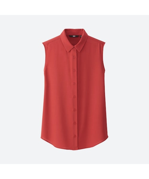 UNIQLO（ユニクロ）の「レーヨンエアリーブラウス（ノースリーブ）（シャツ/ブラウス・レディース・NAVY 69/PINK 11/DARK ORANGE 28/WHITE 00/LIGHT GRAY 02/OLIVE 57・3XL/XS/XL/S/L/M/XXL）」の6枚目の写真