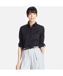 ブラウス シャツ スーピマコットンストレッチ クロップド ブラウス レディース UNIQLO（ユニクロ）の「WOMEN スーピマコットンストレッチシャツ