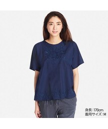UNIQLO | コットンエンブロイダリーTブラウス（半袖）(シャツ/ブラウス)