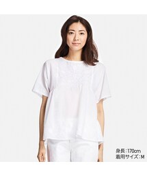 UNIQLO | コットンエンブロイダリーTブラウス（半袖）(シャツ/ブラウス)