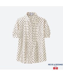 UNIQLO | コットンローンプリントタックシャツ（半袖）＋E(シャツ/ブラウス)