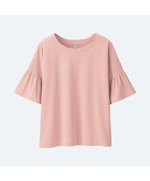 UNIQLO（ユニクロ）の「フリルブラウスT（半袖）（Tシャツ/カットソー・レディース・BLACK 09/PINK 10/WHITE 00/BEIGE 31・S/L/XS/3XL/XXL/XL/M）」の4枚目の写真