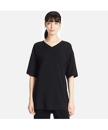 UNIQLO | ワイドスリーブVネックロングT（5分袖）(Tシャツ/カットソー)