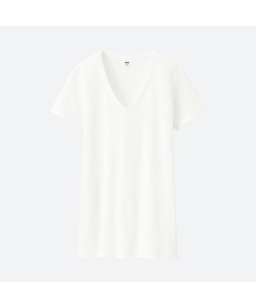 新品未使用UNIQLO フェデラーモデルホワイト Vネック Tシャツ M ケイじゃなくロジャー！ エアリズムの完成形ユニクロ1990円V