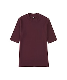 UNIQLO | リブハイネックT(5分袖)(Tシャツ/カットソー)