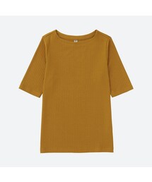 UNIQLO | リブボートネックT（5分袖）(Tシャツ/カットソー)