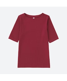 UNIQLO | リブボートネックT（5分袖）(Tシャツ/カットソー)