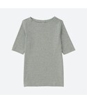 ユニクロ | リブボートネックT（5分袖）(T恤)