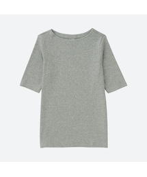 UNIQLO | リブボートネックT（5分袖）(Tシャツ/カットソー)