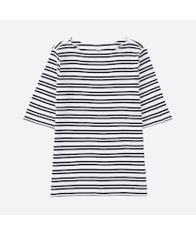 UNIQLO | リブボーダーボートネックT（5分袖）(Tシャツ/カットソー)