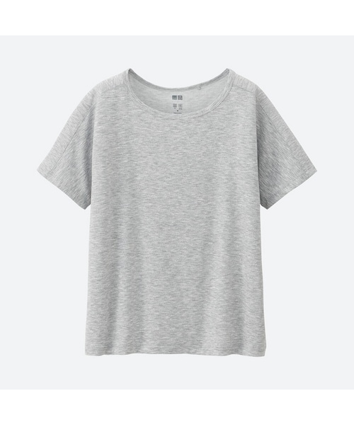 UNIQLO（ユニクロ）の「エアリズムクルーネックT（半袖）（Tシャツ/カットソー・レディース・GREEN 51/WHITE 00/LIGHT PURPLE 70/GRAY 03/BLUE 66/BLACK 09・M/L/XXL/3XL/XL/S/XS）」の4枚目の写真