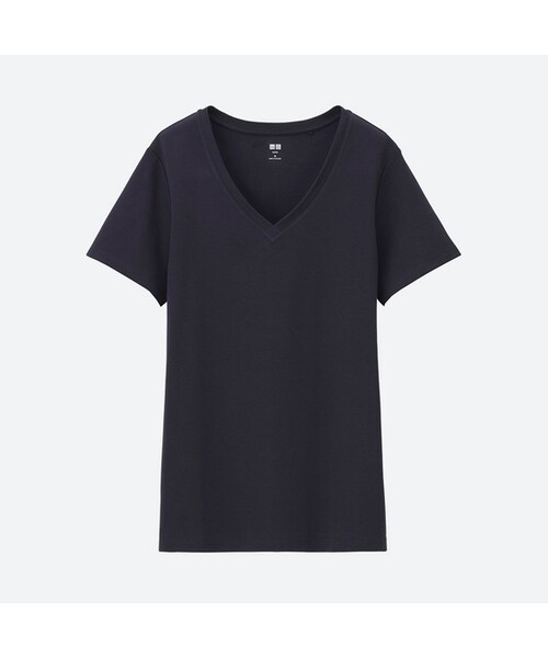 UNIQLO（ユニクロ）の「スーピマコットンVネックT（半袖）＋EC（Tシャツ/カットソー・レディース・OLIVE 57/NAVY 69/ORANGE 27/LIGHT GRAY 02/WHITE 00/BLACK 09・XS/XL/L/XXL/S/M/3XL）」の5枚目の写真