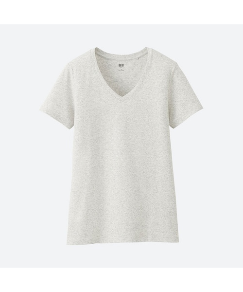 UNIQLO（ユニクロ）の「スーピマコットンVネックT（半袖）＋EC（Tシャツ/カットソー・レディース・OLIVE 57/NAVY 69/ORANGE 27/LIGHT GRAY 02/WHITE 00/BLACK 09・XS/XL/L/XXL/S/M/3XL）」の4枚目の写真