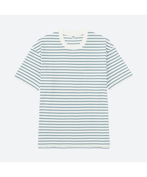 UNIQLO（ユニクロ）の「ビッグシルエットボーダーT（半袖）（Tシャツ/カットソー・メンズ・GRAY 03/BLUE 68/BLUE 62・XL/XS/3XL/XXL/S/M/L/4XL）」の3枚目の写真
