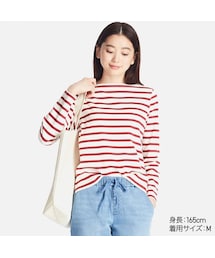 UNIQLO | ボーダーボートネックT（長袖）(Tシャツ/カットソー)