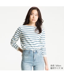 UNIQLO | ボーダーボートネックT（長袖）(Tシャツ/カットソー)