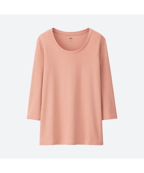 UNIQLO（ユニクロ）の「スーピマコットンクルーネックT(7分袖)（Tシャツ/カットソー・レディース・BLACK 09/NAVY 69/BLUE 64/BROWN 34/LIGHT ORANGE 21/WHITE 00/GRAY 03・XL/XS/M/S/3XL/XXL/L）」の7枚目の写真