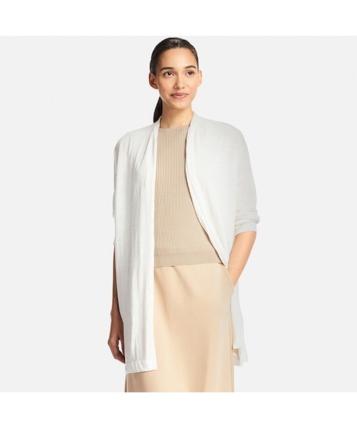 UNIQLO（ユニクロ）の「リネンブレンドカーディガン（長袖）（ニット/セーター・レディース・BEIGE 31/LIGHT GRAY 02/OFF WHITE 01/NAVY 69/GREEN 51・XXL/L/S/XL/XS/M）」の2枚目の写真