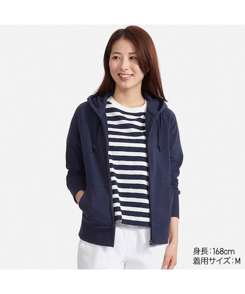 UNIQLO（ユニクロ）の「スウェットフルジップパーカ（長袖）（パーカー・レディース・OFF WHITE 01/BLUE 66/GRAY 06/NATURAL 30/NAVY 69/BLACK 09/PINK 11・3XL/S/XXL/XL/M/XS/L）」の6枚目の写真