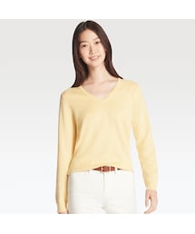 UNIQLO | コットンカシミヤVネックセーター（長袖）(ニット/セーター)
