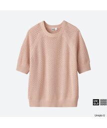 UNIQLO | コットンメッシュクルーネックセーター(5分袖)+(ニット/セーター)
