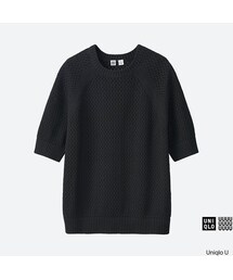 UNIQLO | コットンメッシュクルーネックセーター（5分袖）＋(ニット/セーター)