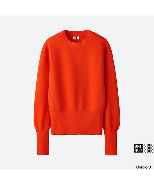UNIQLO（ユニクロ）の「ミラノリブクルーネックセーター（長袖）＋E（ニット/セーター・レディース・WHITE 00/BLACK 09/ORANGE 27・XL/XXL/L）」の3枚目の写真