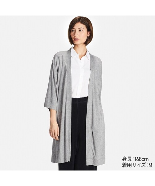 UNIQLO（ユニクロ）の「ロングカーディガン（7分袖）（ニット/セーター・レディース・DARK GRAY 08/GRAY 06/BLACK 09/LIGHT GRAY 02/NATURAL 30/PINK 12・XXL/XL/S/M/XS/L/3XL）」の3枚目の写真