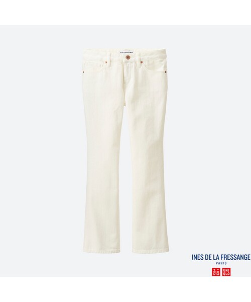 UNIQLO（ユニクロ）の「アンクルフレアジーンズ＋E（デニムパンツ・レディース・WHITE 00/BLUE 65/NAVY 69・21/22/23/24）」の2枚目の写真