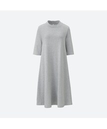 UNIQLO | コットンリブフレアワンピース（5分袖）(ワンピース)
