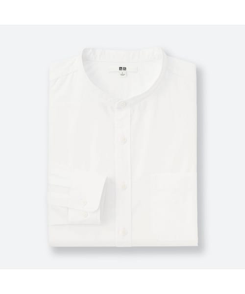 UNIQLO（ユニクロ）の「エクストラファインコットンブロードスタンドカラーシャツ（長袖）（シャツ/ブラウス・メンズ・NAVY 69/BLUE 66/WHITE 00・XL/XXL/3XL/S/XS/M/4XL/L）」の2枚目の写真