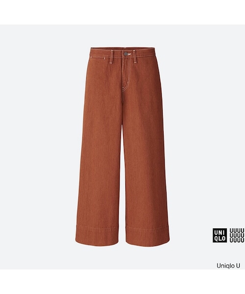 UNIQLO（ユニクロ）の「デニムワイドパンツ＋（その他パンツ・レディース・WHITE 00/BLACK 09/DARK ORANGE 28・22/23/24/25/26/27/28）」の3枚目の写真