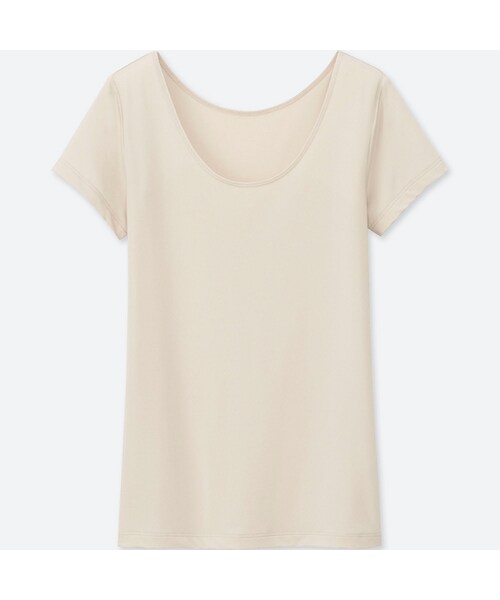 UNIQLO（ユニクロ）の「エアリズムUネックT（半袖）（その他アンダーウェア/インナー・レディース・NAVY 69/BLACK 09/WHITE 00/NATURAL 30・3XL/XS/XXL/L/M/S/XL）」の3枚目の写真