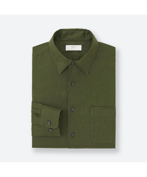 UNIQLO（ユニクロ）の「プレミアムリネンシャツ（長袖）（シャツ/ブラウス・メンズ・BEIGE 31/BLUE 68/BLUE 61/WHITE 00/GREEN 52/BLUE 64/OLIVE 57/NAVY 69/ORANGE 23・3XL/S/XS/M/4XL/XL/XXL/L）」の4枚目の写真