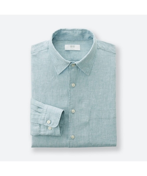 UNIQLO（ユニクロ）の「プレミアムリネンシャツ（長袖）（シャツ/ブラウス・メンズ・BEIGE 31/BLUE 68/BLUE 61/WHITE 00/GREEN 52/BLUE 64/OLIVE 57/NAVY 69/ORANGE 23・3XL/S/XS/M/4XL/XL/XXL/L）」の3枚目の写真