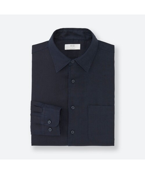 UNIQLO（ユニクロ）の「プレミアムリネンシャツ（長袖）（シャツ/ブラウス・メンズ・BEIGE 31/BLUE 68/BLUE 61/WHITE 00/GREEN 52/BLUE 64/OLIVE 57/NAVY 69/ORANGE 23・3XL/S/XS/M/4XL/XL/XXL/L）」の8枚目の写真