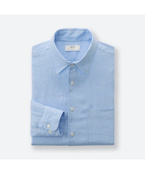 UNIQLO（ユニクロ）の「プレミアムリネンシャツ（長袖）（シャツ/ブラウス・メンズ・BEIGE 31/BLUE 68/BLUE 61/WHITE 00/GREEN 52/BLUE 64/OLIVE 57/NAVY 69/ORANGE 23・3XL/S/XS/M/4XL/XL/XXL/L）」の6枚目の写真