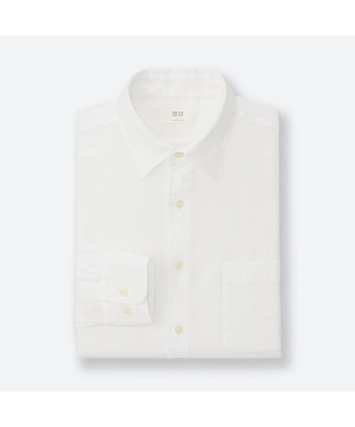 UNIQLO（ユニクロ）の「プレミアムリネンシャツ（長袖）（シャツ/ブラウス・メンズ・BEIGE 31/BLUE 68/BLUE 61/WHITE 00/GREEN 52/BLUE 64/OLIVE 57/NAVY 69/ORANGE 23・3XL/S/XS/M/4XL/XL/XXL/L）」の2枚目の写真