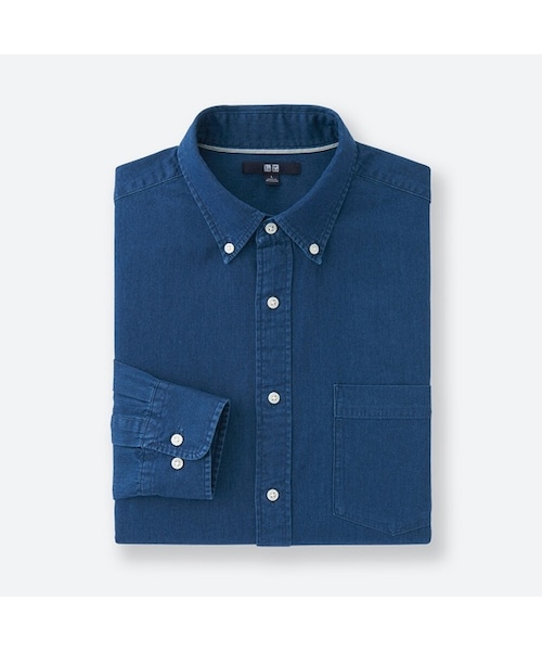 UNIQLO（ユニクロ）の「デニムシャツ（長袖）（シャツ/ブラウス・メンズ・BLUE 63/BLUE 65/BLUE 68・4XL/XS/3XL/XXL/S/XL/L/M）」の2枚目の写真