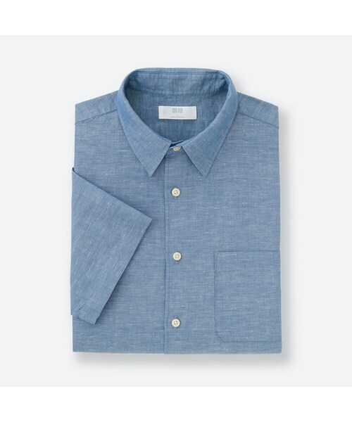 UNIQLO（ユニクロ）の「リネンコットンシャツ（半袖）（シャツ/ブラウス・メンズ・WHITE 00/BEIGE 31/BLUE 65/OLIVE 57/BLUE 63/NAVY 69・XL/S/XXL/M/4XL/3XL/L/XS）」の5枚目の写真